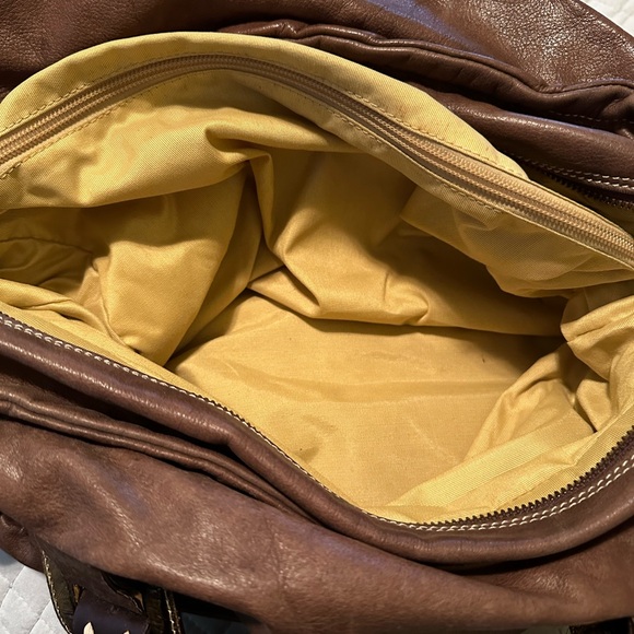 Cavakonti Brown Leather Boho Tote Bag with bronze leather accents - Picture 9 of 13